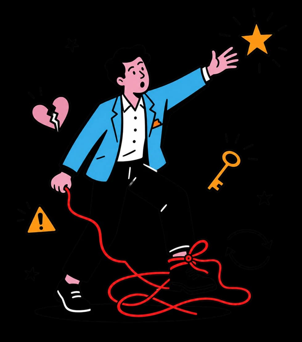 A person untangling a self-sabotage pattern